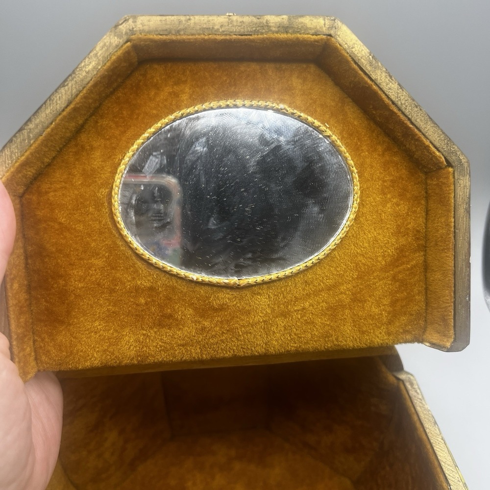 Vtg Octagonal Wooden Bucket Box Purse Lucite Handle Holly Hobbies 1974 Few Flaws - Picture 8 of 13